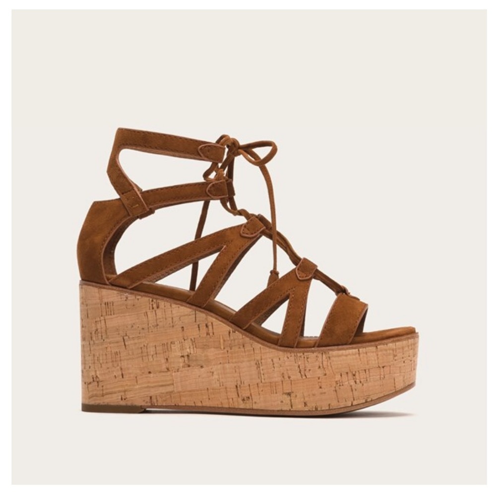 Frye Heather Gladiator Wedge Sandals Brown 9.5